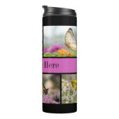 Mooie Vlinder en Bloemen Familienaam Thermosbeker (Geroteerd rechts)