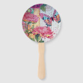 Mooie vlinder en bloemen handwaaier (Achterkant)