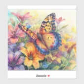 Mooie vlinder en bloemen sticker (Vel)