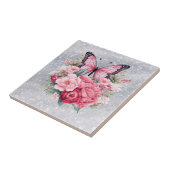 Mooie vlinder en bloemen tegeltje (Zijkant)