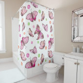 Mooie vlinder en poka dots douchegordijn (In situ)