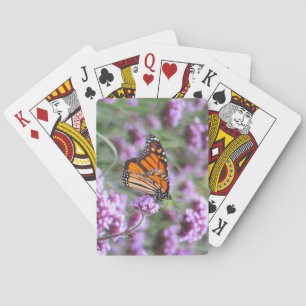 Mooie vlinder in paarse bloemen pokerkaarten
