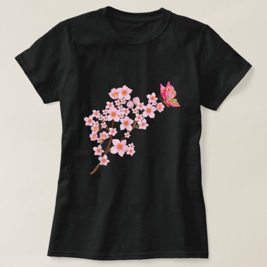Mooie vlinder Japanse kersenbloesem Sakura T-shirt (Design voorkant)