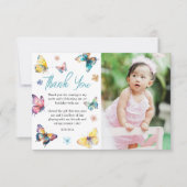 Mooie Vlinder Meisje Verjaardagsfoto Bedankkaart (Voorkant)