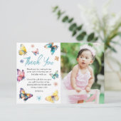 Mooie Vlinder Meisje Verjaardagsfoto Bedankkaart (Staand voorkant)