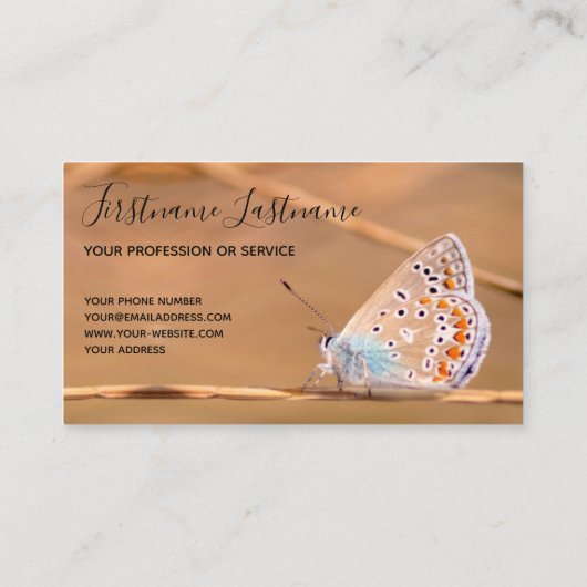 Mooie vlinder met motivatie citaat visitekaartje (Achterkant)