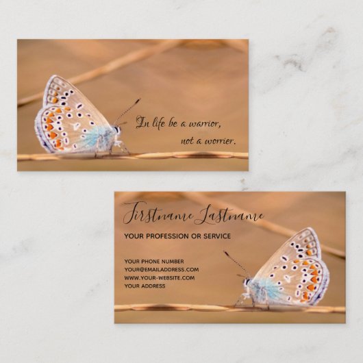 Mooie vlinder met motivatie citroenbus visitekaartje (Voorkant / Achterkant)