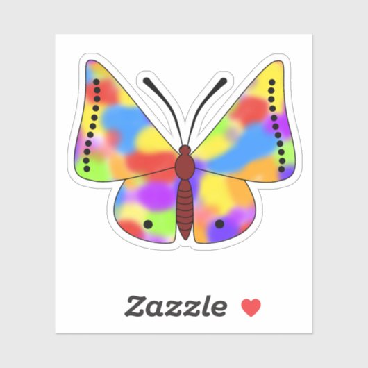 Mooie vlinder met regenboogvleugels sticker (Vel)