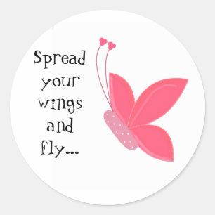 Mooie Vlinder met Spreuk Ronde Sticker