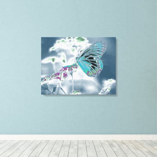 Mooie vlinder op bloem canvas afdruk (Insitu (Houten vloer))