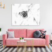 Mooie vlinder op bloem - zwart en wit canvas afdruk (Insitu (Woonkamer))