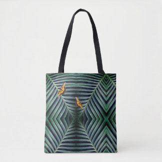 Mooie vlinder op een blad tote bag