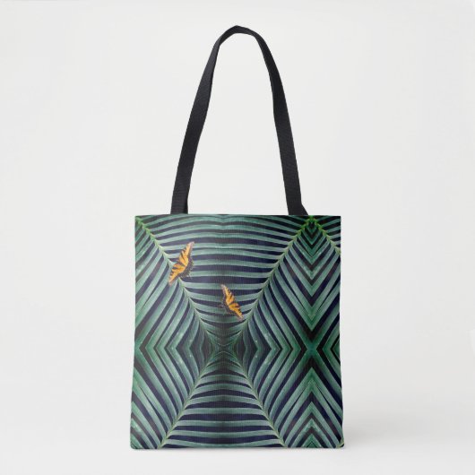 Mooie vlinder op een blad tote bag (Voorkant)