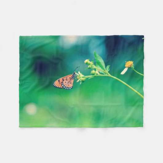 Mooie vlinder op een bloem #2 fleece deken (Voorkant (Horizontaal))
