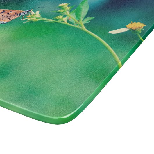 Mooie vlinder op een bloem #2 snijplank (Hoek)