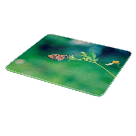 Mooie vlinder op een bloem #2 snijplank (Hoek)