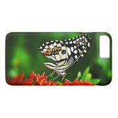 Mooie vlinder op rode bloemen Case-Mate iPhone case (Achterkant (Horizontaal))