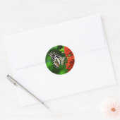 Mooie vlinder op rode bloemen ronde sticker (Envelop)