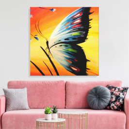 Mooie vlinder op zonsopgang canvas afdruk