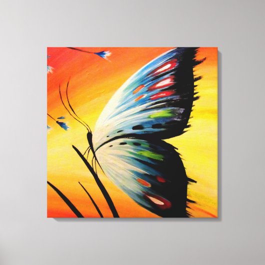 Mooie vlinder op zonsopgang canvas afdruk (Voorkant)