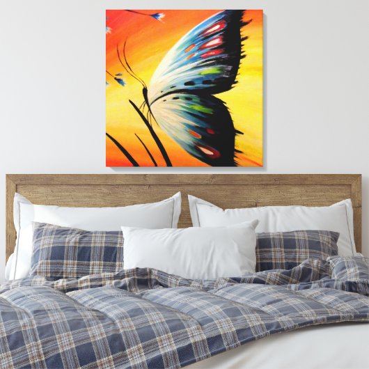 Mooie vlinder op zonsopgang canvas afdruk (Insitu (Slaapkamer))