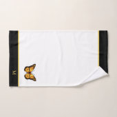 Mooie vlinder op zwart & wit monogram bad handdoek (Handdoek)