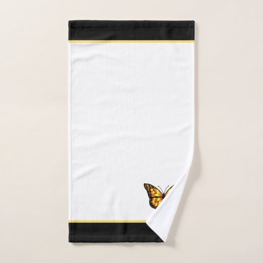 Mooie vlinder op zwart-wit monogrammen bad handdoek (Handdoek)