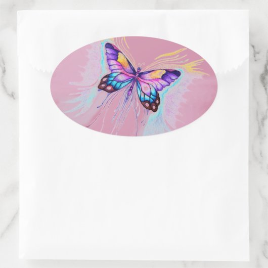 Mooie vlinder ovale sticker (Tas)
