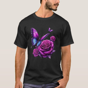 Mooie Vlinder Paarse Roos Vlinder Liefhebbers G T-shirt