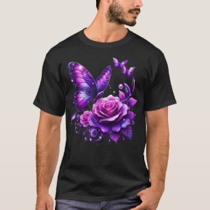Mooie Vlinder Paarse Roos Vlinder Liefhebbers G T-shirt