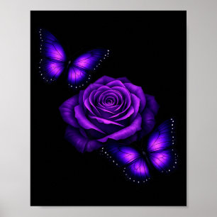 Mooie Vlinder Paarse Roos Vlinder Liefhebbers Poster