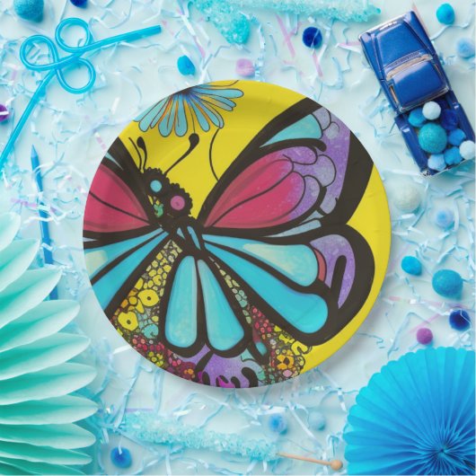 Mooie vlinder papieren bordje (Feest)