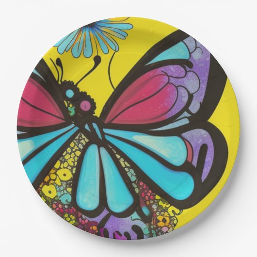 Mooie vlinder papieren bordje (Voorkant)