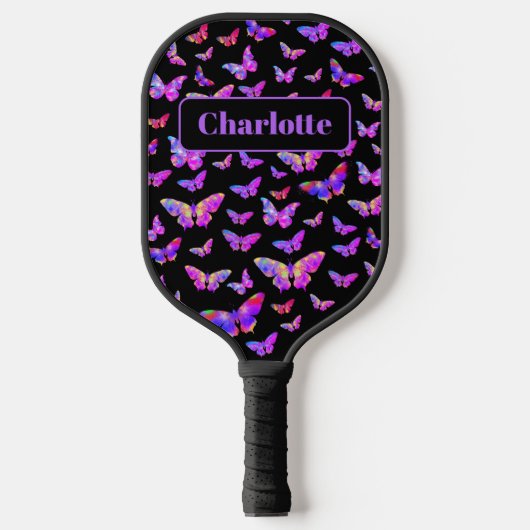 Mooie Vlinder Patroon Monogram Naam Pickleball Paddle (Voorkant)