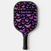 Mooie Vlinder Patroon Monogram Naam Pickleball Paddle (Achterkant)