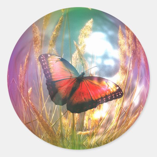 Mooie vlinder ronde sticker (Voorkant)