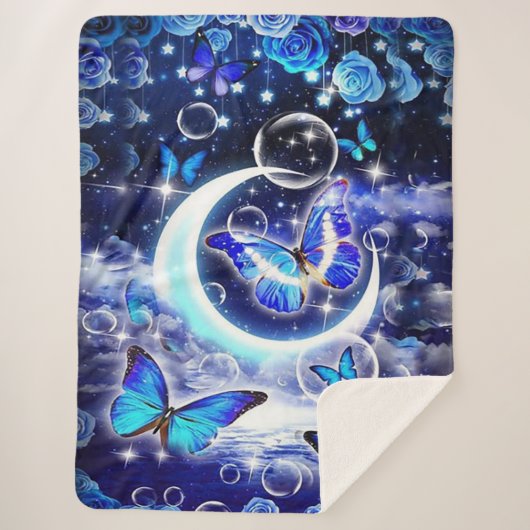 Mooie vlinder sherpa deken (Voorkant)