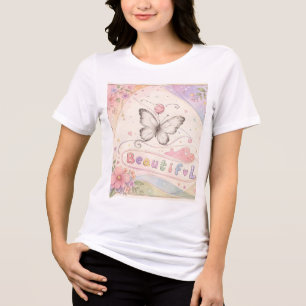 Mooie Vlinder T-Shirt Pastel Bloemige Inspiratie