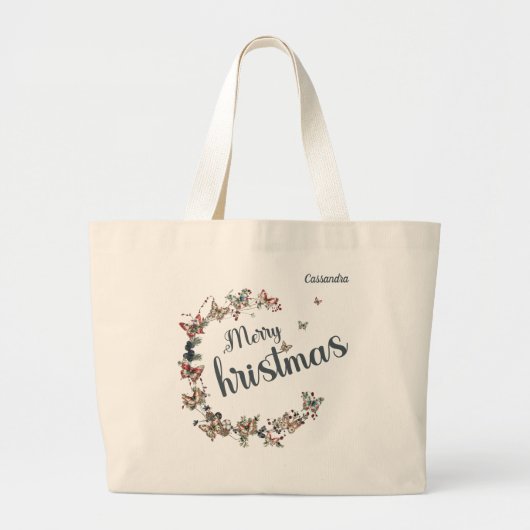 Mooie vlinder Vrolijk kerstfeest Grote Tote Bag (Voorkant)