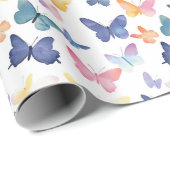 Mooie vlinder Waterverf kleurrijk patroon Cadeaupapier (Rol Hoek)