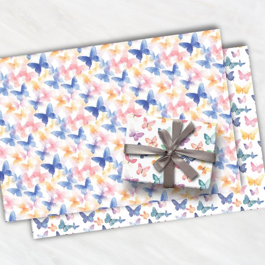Mooie vlinder Waterverf kleurrijk patroon Inpakpapier Vel