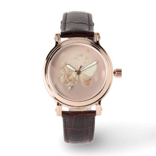 Mooie Vlinderbloemen, Latte Pearl Achtergrond Horloge