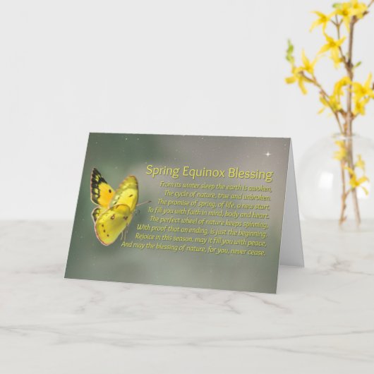 Mooie vlinderlente-Equinox, vernale Equinox Kaart (Gele Bloem)