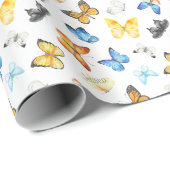 Mooie vlinderpatroonpatroonplaat met de naam Birth Cadeaupapier (Rol Hoek)