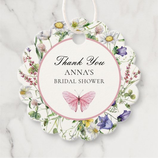 Mooie Vlinders Bloemen Bruiloft Bedankjes Labels (Voorkant)