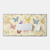 Mooie Vlinders Bloemige Bureaumat Geel (Keyboard & Muis)