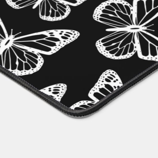 Mooie vlinders Elegant chic patroon Zwart Wit Bureaumat (Hoek)