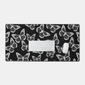 Mooie vlinders Elegant chic patroon Zwart Wit Bureaumat (Keyboard & Muis)