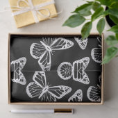 Mooie Vlinders Elegant Chic Patroon Zwart Wit Tissuepapier (Geschenk)