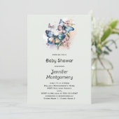 Mooie Vlinders en Bloemen Baby shower Kaart (Staand voorkant)
